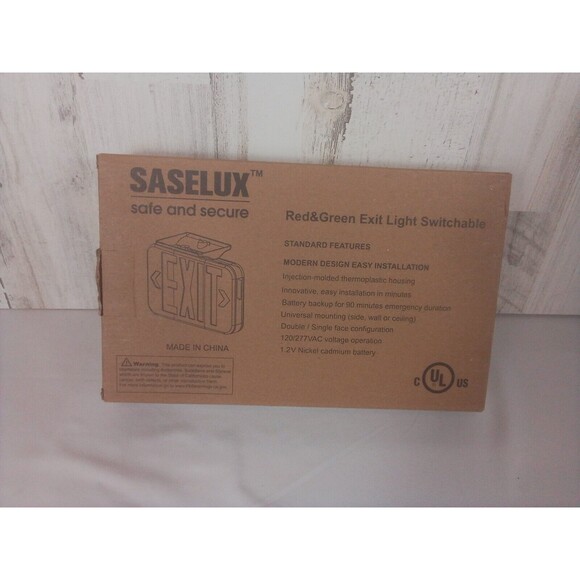 Saselux Emergency Exit Light Red / Green Switchable New‎ In Box - Picture 4 of 8